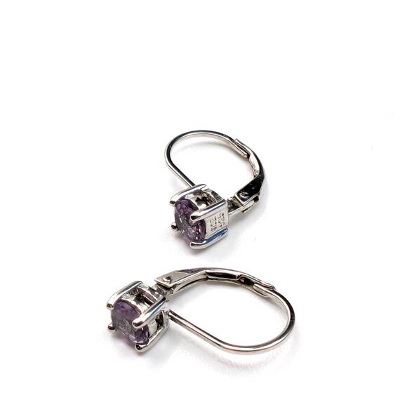 Light Purple Pink 5mm Gemstone 925 Sterling Silver Lever Back Earrings - Picture 7 of 7